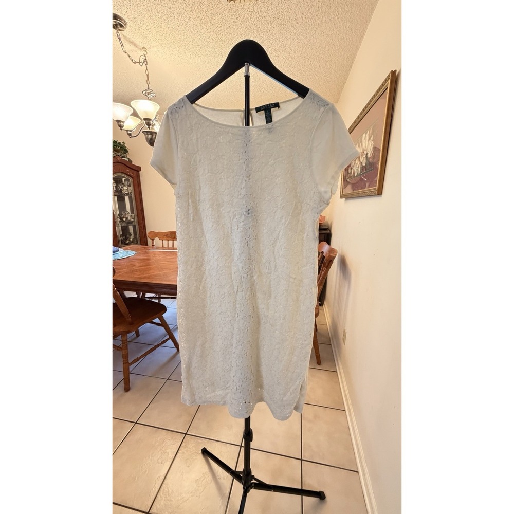 Lauren Ralph Lauren White T Shirt dress Lace Front Size XL